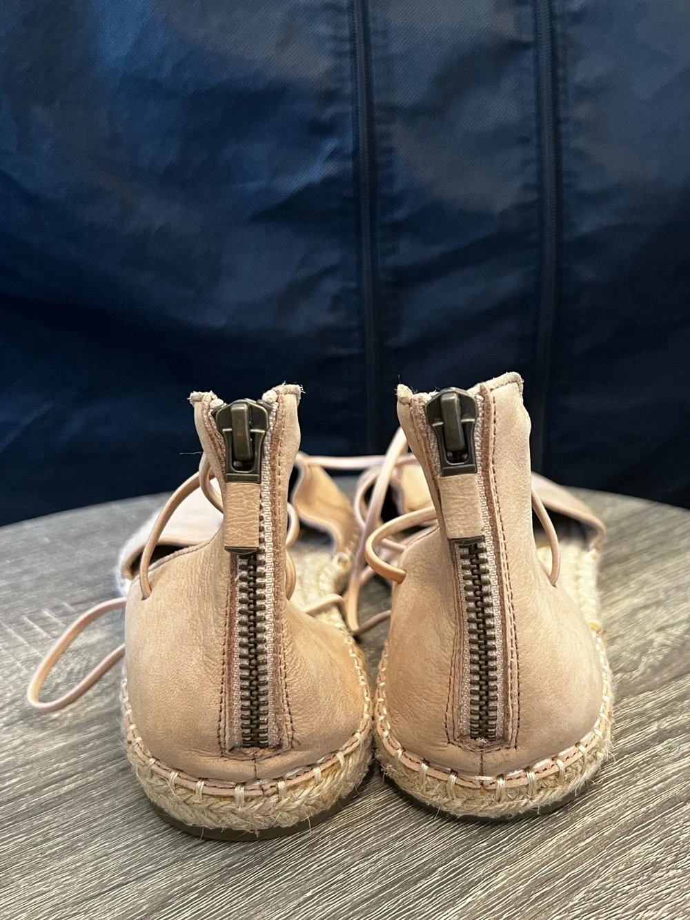 Eileen Fisher Lee D'Orsay Flat Espadrille Sandals Tan Leather- Size 9